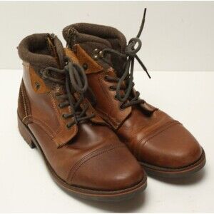 Steve Madden Mens Size 10 Leather Ankle Boots Handcrafted Cap Toe
